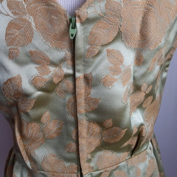 VINTAGE 1960'S GREEN GOLD BROCADE DRESS JACKET SET - Picture 15 of 15